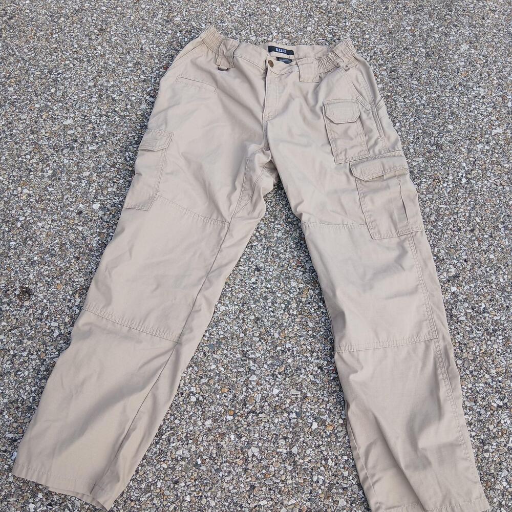 5.11 Tactical Pants Womens 14 Beige Cargo Elastic Waist Outdoor Workwear Hiking